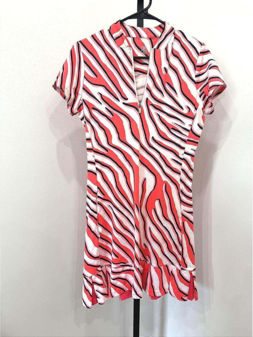 TAIL Women's XS Athletic Shirt with Red, Pink, Black, and White Pattern